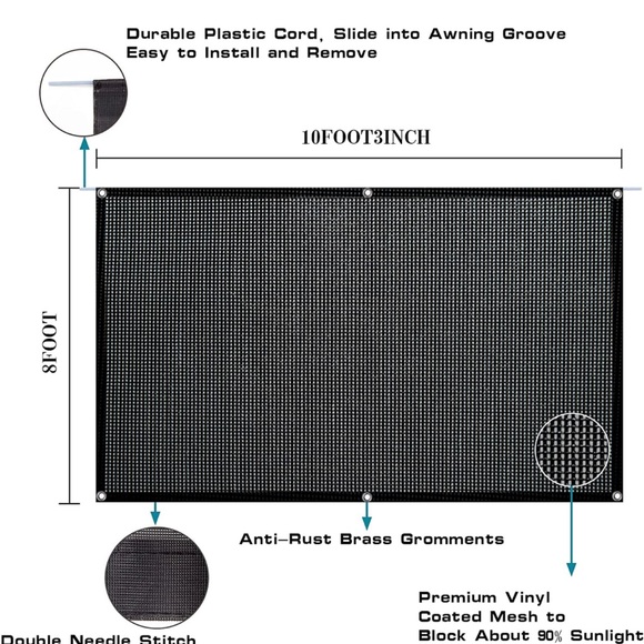 EightEighteen RV Awning Shade Screen, NWT - Picture 2 of 6